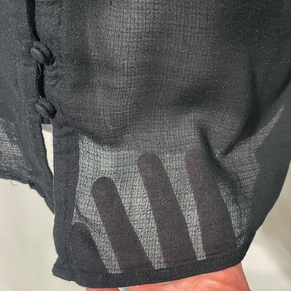 Lucky Brand Sheer Button Front Long Sleeve Blouse Black Size Medium - Picture 6 of 16